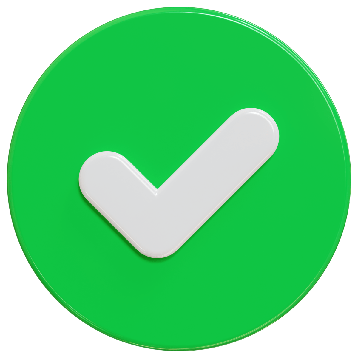 Renderização em 3D da verdadeira escolha do ícone de marca de seleção ...