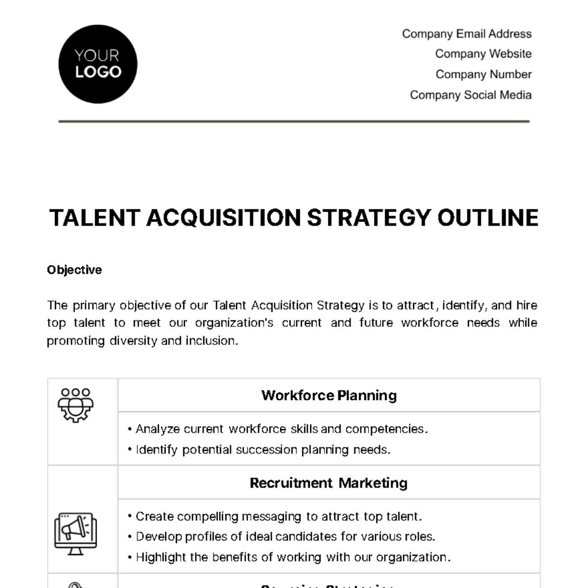 Free Talent Acquisition Strategy Outline HR Template to Edit Online